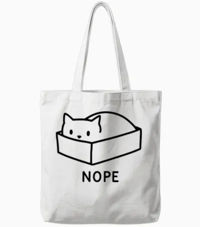 Nope Cat Tote Bags - White