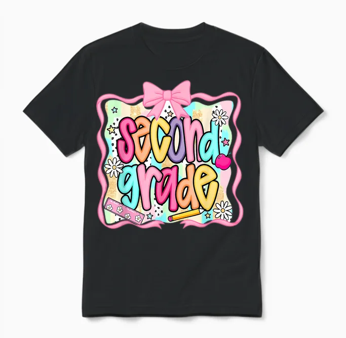 Back to School Hello Second Grade Team 2nd Grade Boy Girl Unisex T-Shirt in Black