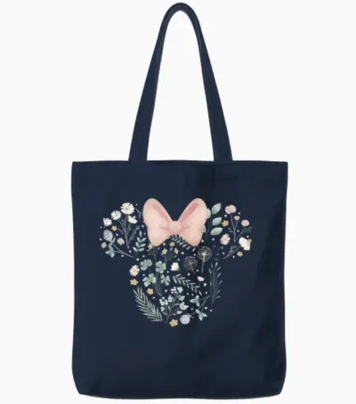 Disney Minnie Mouse Icon Spring Flowers Tote Bags - Navy