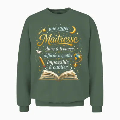 Gift a Super Mistress School End Year Teacher Funny Unisex Sweatshirt - Military Green