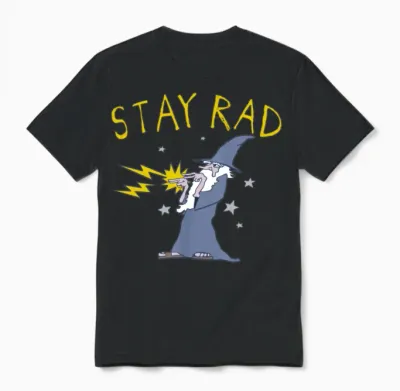 Funny Stay Rad Wizard Unisex T-Shirt - Black