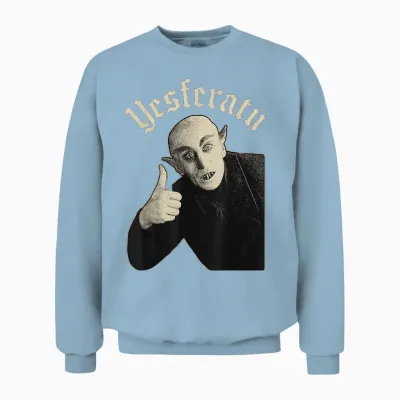 Yesferatu Funny Vampire Parody Meme Halloween Unisex Sweatshirt - Light Blue