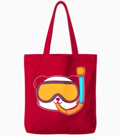 Panda Snorkel Diver Gift Tote Bags - Red