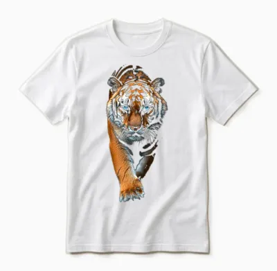 Tiger Animal Graphic Blue Eyes Illustration Tiger T-Shirt, Black Unisex T-Shirt - White