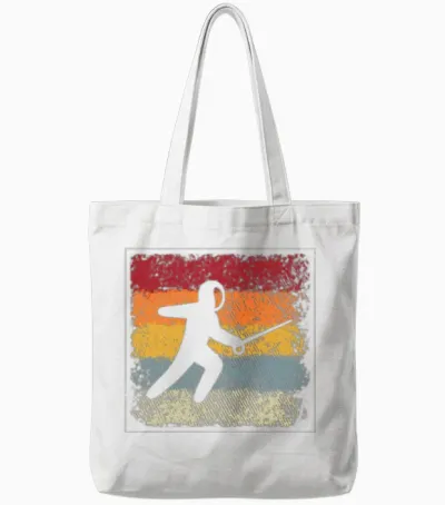 Fencing Retro Tote Bags - White