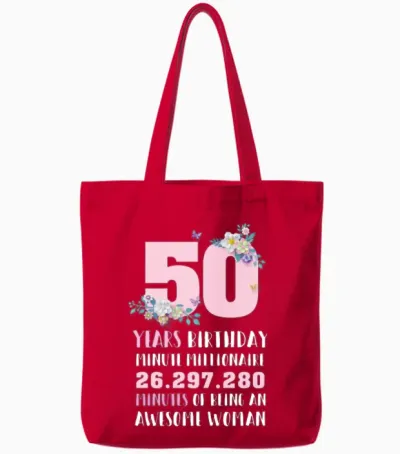 50th Birthday Gift Vintage Women Tote Bags - Red