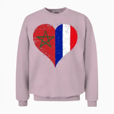 Drapeau France Maroc Fierté Fiers Fans Français Marocains T-Shirt Haut De Gamme Unisex Sweatshirt - Light Pink