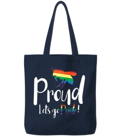 Bee Proud Let's Go Pride! Lgbtq Pride Month Gay Tote Bags - Navy