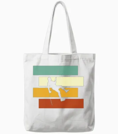Climbing Retro Tote Bags - White