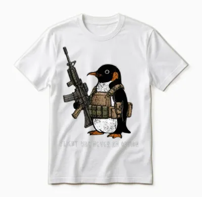 Flight Was Never an Option Tactical Penguin Funny Bird Meme Unisex T-Shirt - White