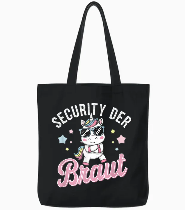 Security Der Braut Lustiges Jga Einhorn Tote Bags in Black