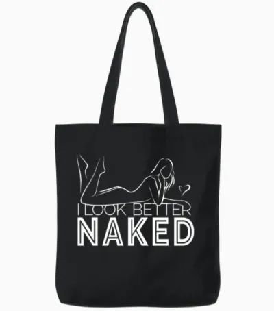 Nudist Nude Naked Woman Gift Tote Bags - Black