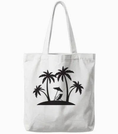Beach Designe Tote Bags - White