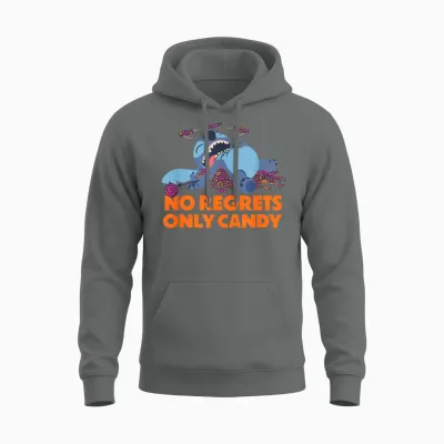 Amazon Essentials Stitch Halloween No Regrets Only Candy Unisex Hoodie - Graphite Heather