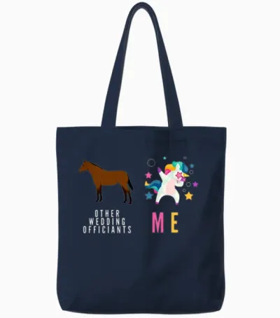 Funny Wedding Officiant Gift Tote Bags - Navy