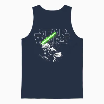 Star Wars Yoda Lightsaber Logo Unisex Tank Top - Navy