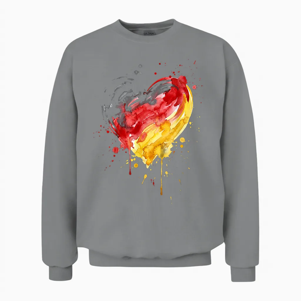 Deutschland Herz Mit Der Deutschen Flagge Germany Unisex Sweatshirt in Sport Grey