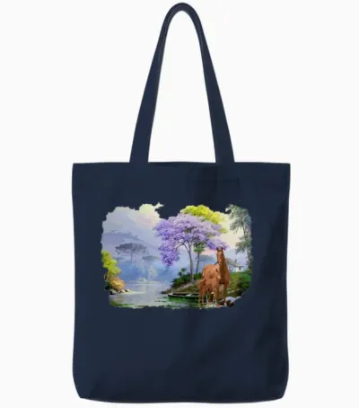 Free Horses Tote Bags - Navy