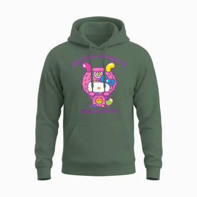 Hello Kitty Spotted in Area 51 Alien Sighting Unisex Hoodie - Military Green