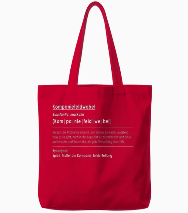 Kompaniefeldwebel Spieß Mutter Kompanie Gelbe Kordel Kpfw Tote Bags in Red