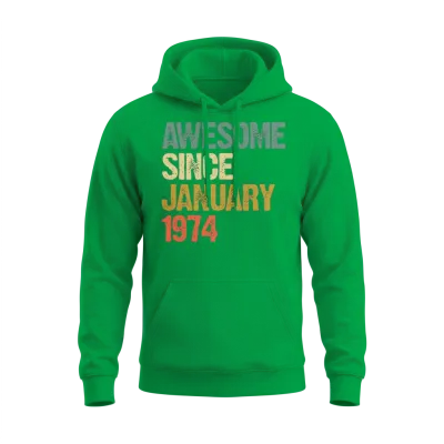 Groovy Retro Awesome Since January 1974 Unisex Hoodie - Irish Green