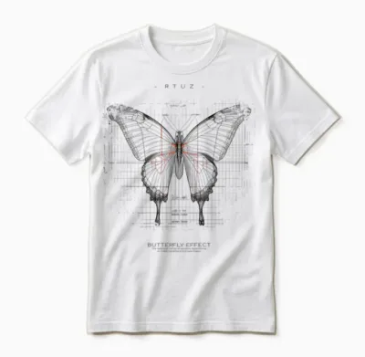 Backprint Butterfly Fashion Women's Men's Butterfly Unisex T-Shirt - White