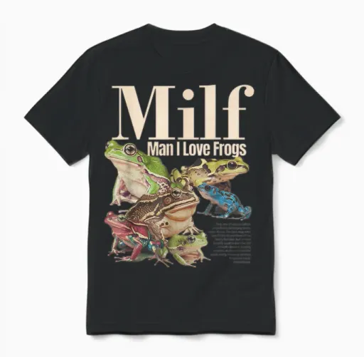 Milf Man I Love Frogs Shirt Adult Humor Saying Men Women Unisex T-Shirt in Black