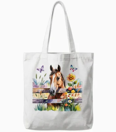 Süßes Pferde Motiv Für Mädchen Stall Und Reiten Tote Bags - White