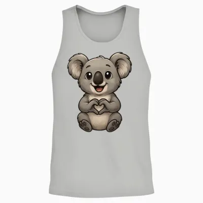 Koala with Heart | Cute Koala Bear with Heart Symbol Unisex Tank Top - Ash