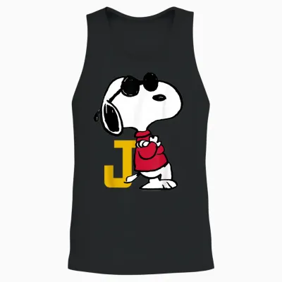 Joe Cool Snoopy Baseball Logo Retro Sports Style Unisex Tank Top - Black