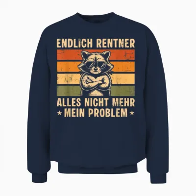 Herren Endlich Rentner Vintage Waschbär - Rente Unisex Sweatshirt - Navy
