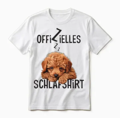 Official Sleep Shirt with Dog Funny Toy Poodle T-Shirt, White Unisex T-Shirt - White