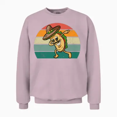 Mexican Taco Dub Retro Unisex Sweatshirt - Light Pink