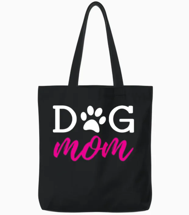 Dog Mom Tote Bags in Black