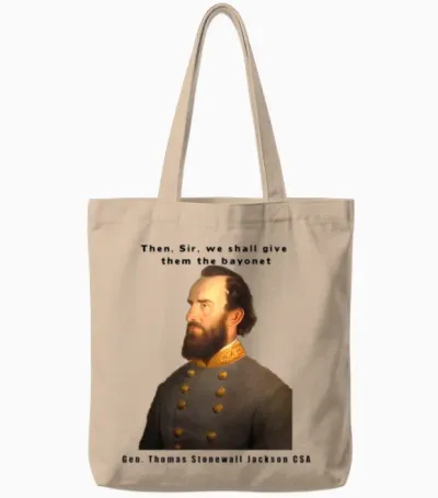 Stonewall Jackson Design Tote Bags - Natural