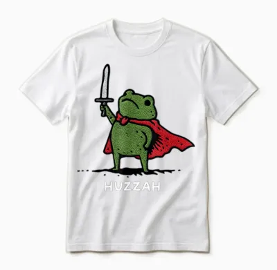 Huzzah Frog Knight Funny Sword Meme Quote Unisex T-Shirt - White