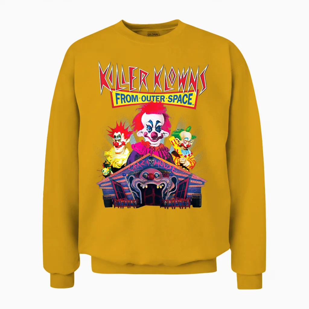 Killer Klowns from Outer Space Crazy House Unisex Sweatshirt in Gold