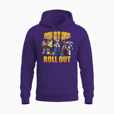 Transformers Retro Autobots Roll Out Group Shot Unisex Hoodie - Purple