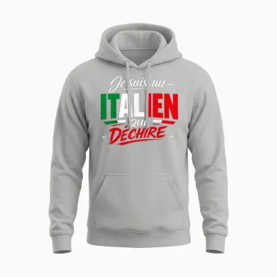 Je Suis Un Italien Qui Déchire Humour Italie Cadeau Unisex Hoodie - Ash