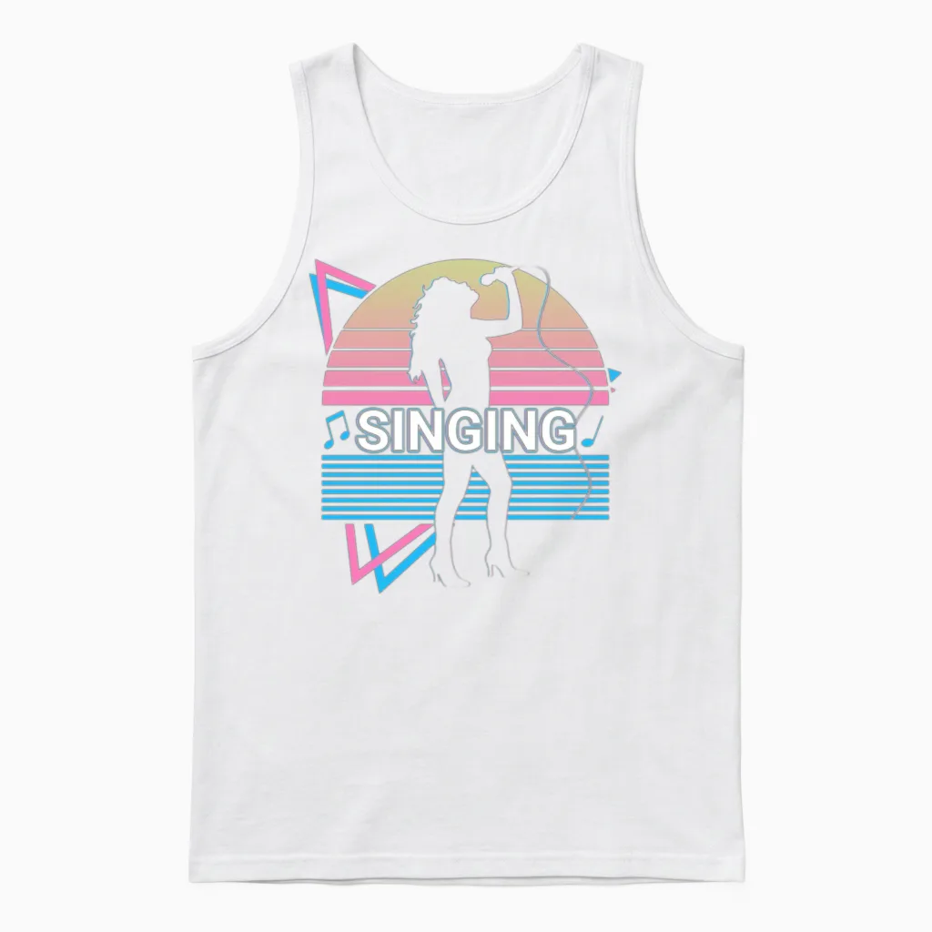 Singing Singer Retro Unisex Tank Top in White