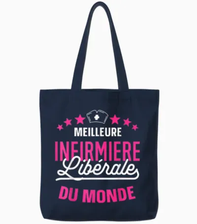 World's Best Liberal Nurse. Gift Nurse T-Shirt, Black, S Tote Bags - Navy