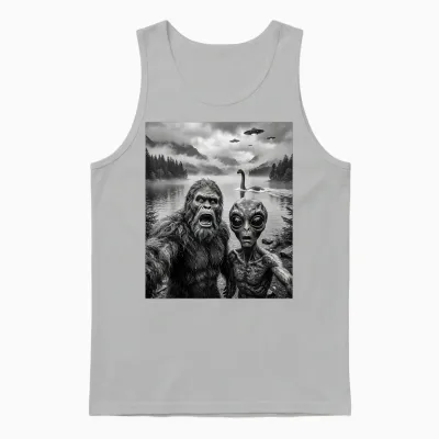 Bigfoot Et Alien Selfie Avec Le Monstre Du Loch Ness Ufo Unisex Tank Top - Ash
