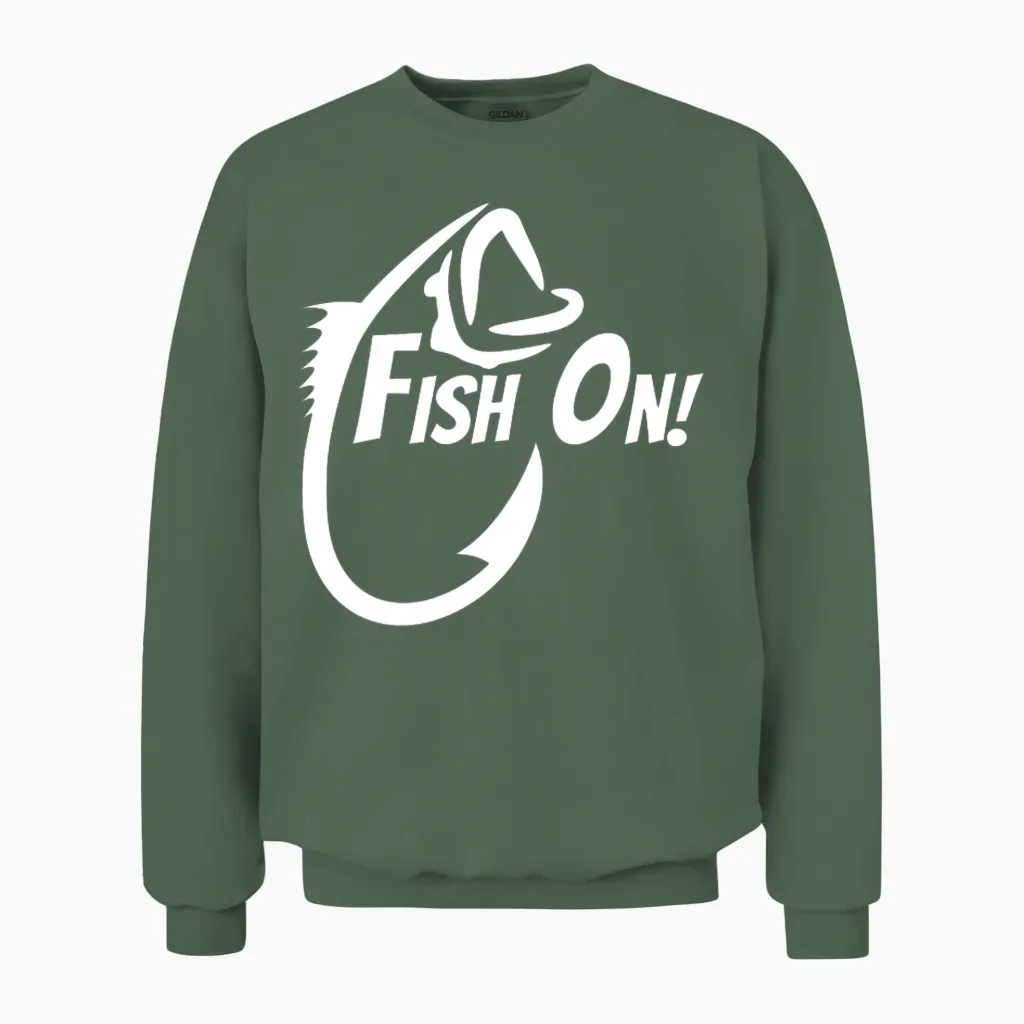 Fish on Reel Life Fishing Gift Unisex Sweatshirt in Military Green