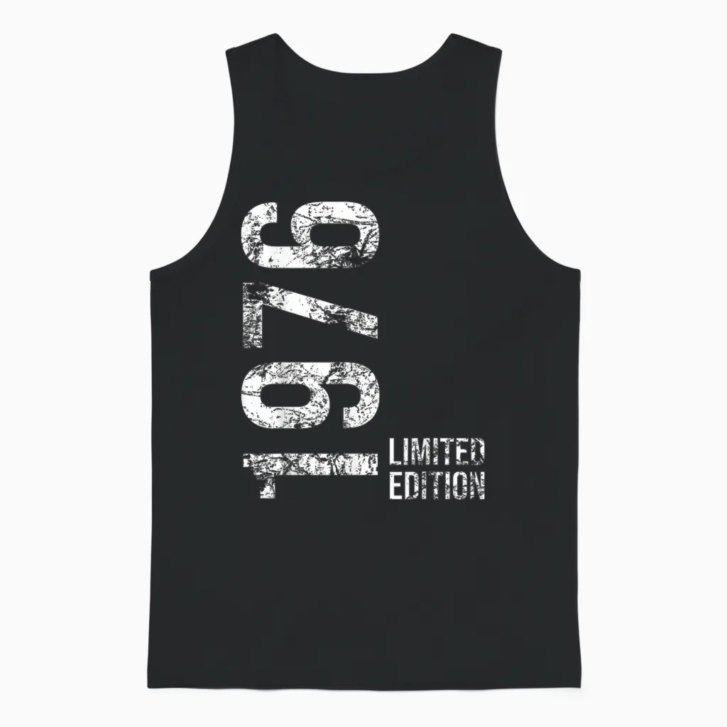 47th Birthday Man Woman 47 Years 1976 Gift T-Shirt, Black Unisex Tank Top in Black