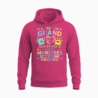 Cadeau Merci Nounou Original Grand Cœur Nourrice Babysitter Unisex Hoodie - Heliconia