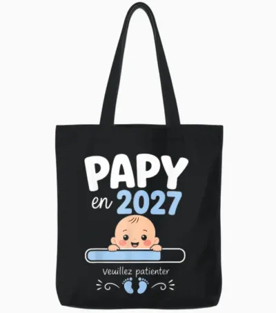 Futur Papy En 2026 Cadeau Annonce Grossesse Grand-Père Tote Bags - Black