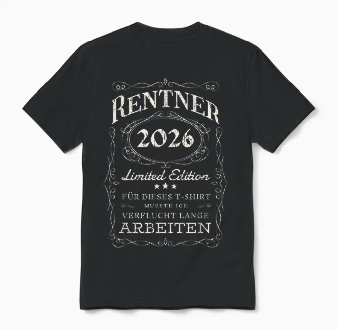 Rentner 2026 Pension Ruhestand Geschenk Vintage Rentner Unisex T-Shirt in Black