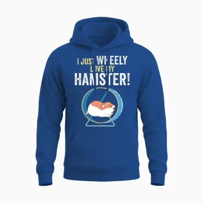 Funny Cute Hamster on Wheel Design with Funny Unisex Hoodie - Royal