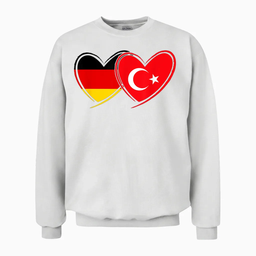 Deutsche Türkische Herz Flagge Deutschland Türkei Unisex Sweatshirt in White