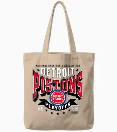 Nba Official 2026 Playoffs Detroit Pistons Next Tote Bags - Natural